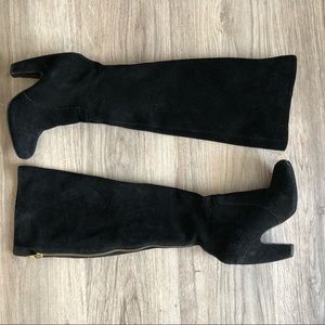 Steven Madden Black Suede Knee High Boots w/Zipper